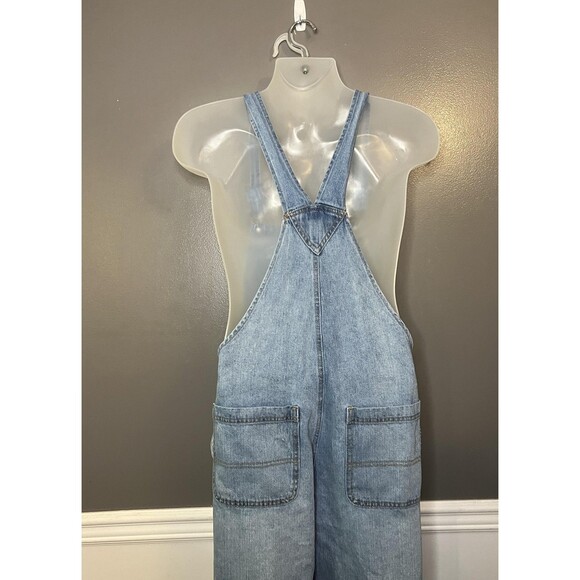 Wild Fable Overalls Womens Large Light Wash Denim Bib Distressed Ripped Jeans - Picture 7 of 12